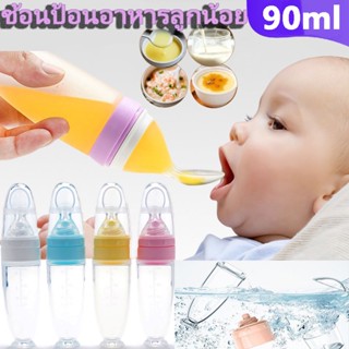 พร้อมส่ง👶🍼ช้อนป้อนอาหารเหลว ช้อนป้อนอาหารลูกน้อย 90ml ช้อนซิลิโคนปลาจุกนมซิลิโคน 2 in1 ทารก แบบพกพา