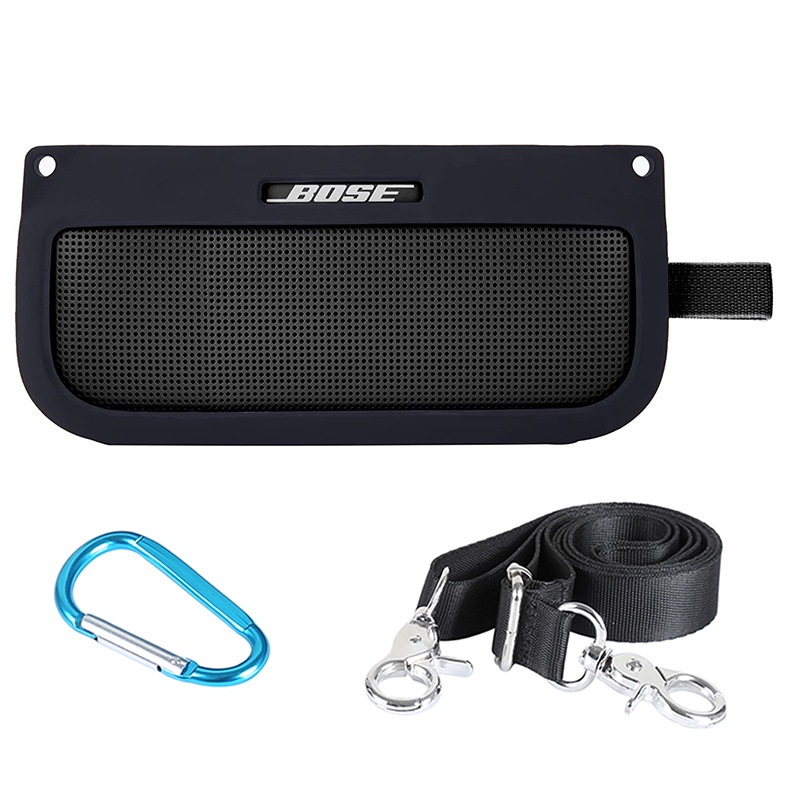 เคสซิลิโคนนิ่ม พร้อมสายคล้องไหล่ และคาราบิเนอร์ สําหรับลําโพงบลูทูธ Bose SoundLink Flex