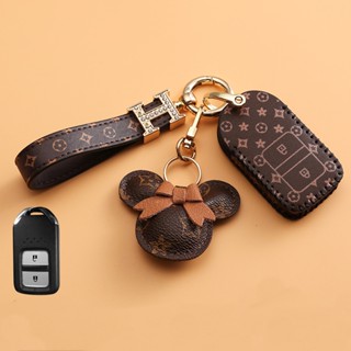 Leather Key Case Cover for Honda Civic CR-V HR-V Accord Jade Jazz City Pilot Crider Odyssey 2015 2016 -2018 2019 Keychain Bag