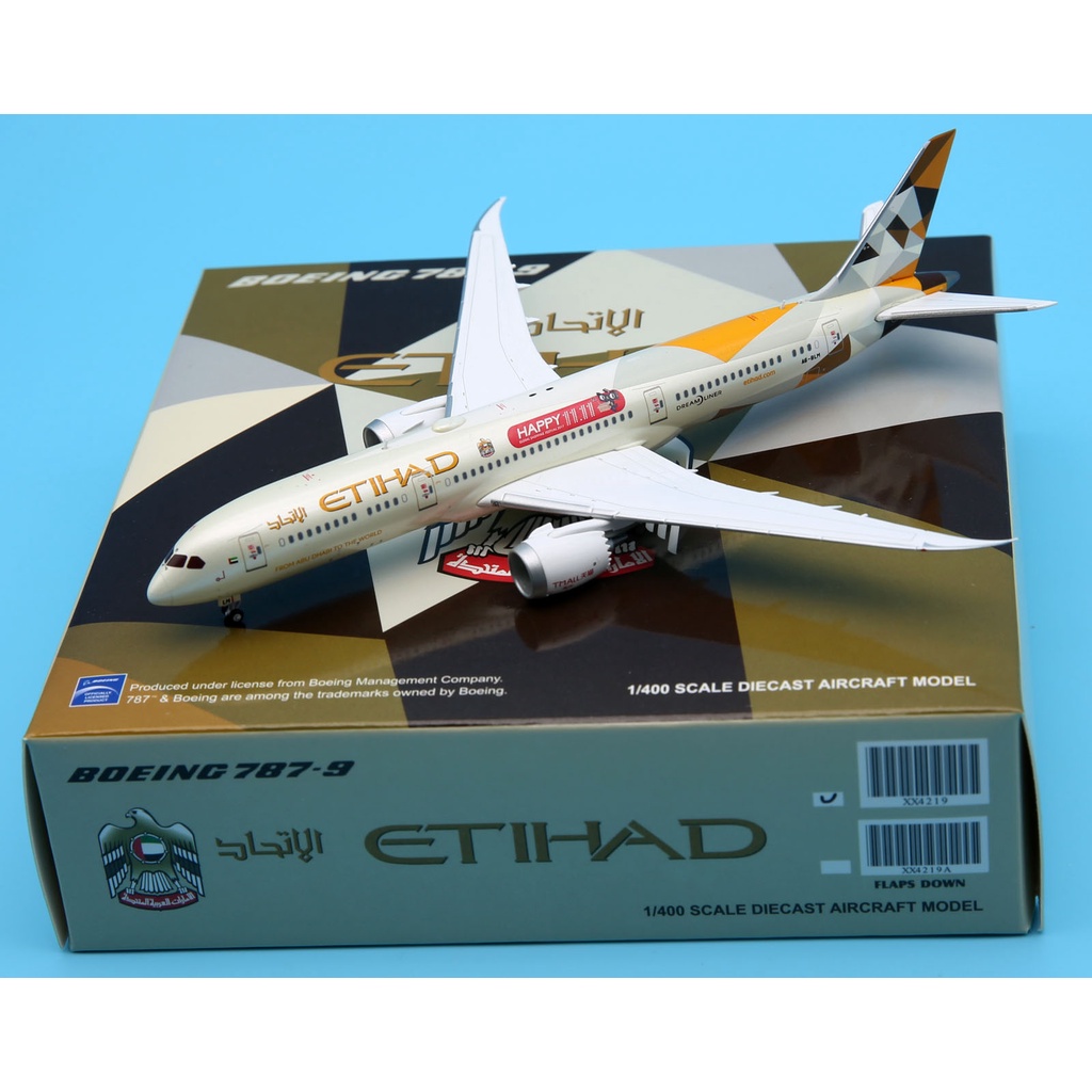 XX4219 เครื่องบินสะสมโลหะผสม JC Wings 1:400 Etihlad Airways "Dreamliner" โบอิ้ง B787-9 Diecast Aircr
