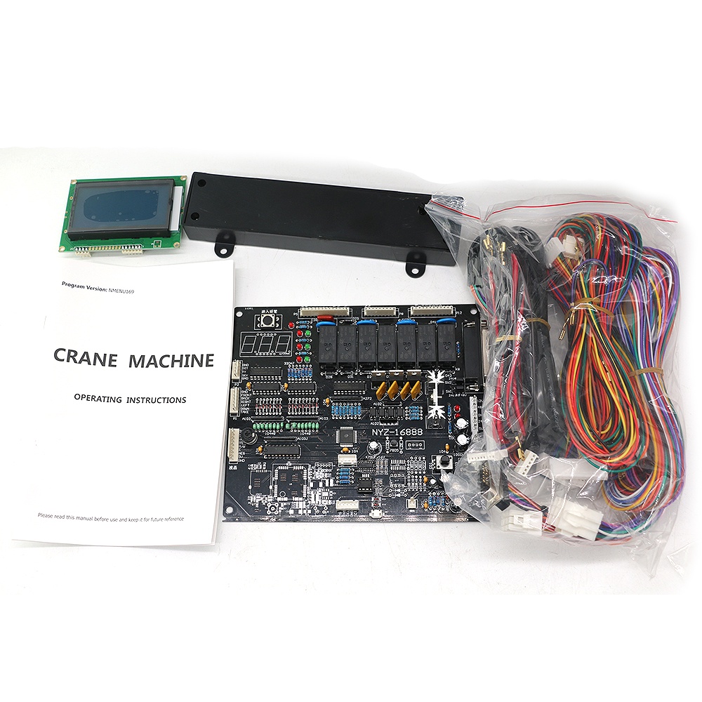 Arcade DIY Toy Vending Crane Machine Motherboard Mainboard English Claw Game PCB Board LCD Display Counter Sensor Wiring