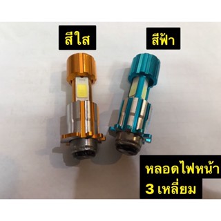 หลอดไฟหน้า led มอเตอร์ไซค์ 3เหลี่ยม มีสีใส และสีฟ้า