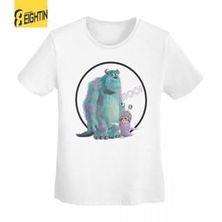 เสื้อคู่รัก Sulley Boo Monsters Inc ผู้หญิง Tshirt ดิสนีย์การ์ตูนเสื้อยืดผ้าฝ้ายด้านบนเสื้อยืดลูกเรือหญิงคอแขนสั้น Stree