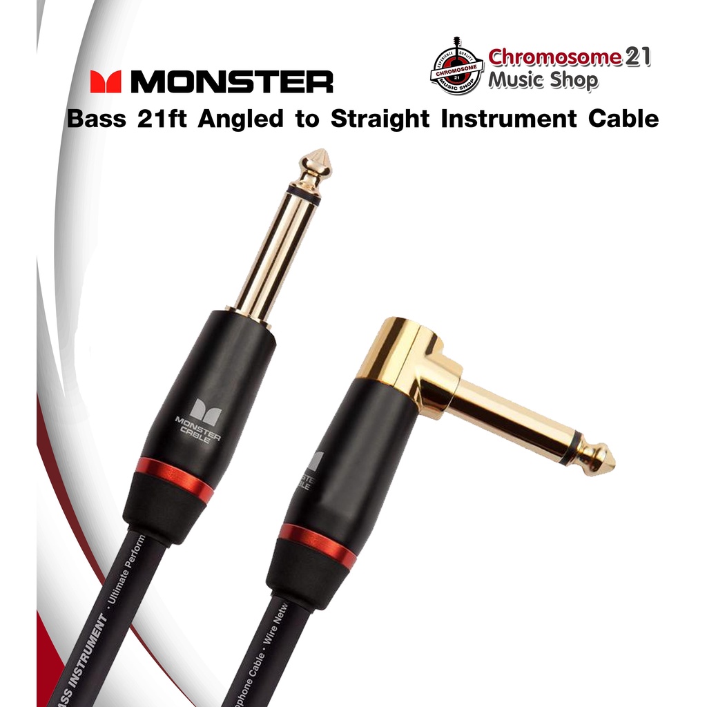 สายแจ๊ค Monster Bass 21ft Angled to Straight Instrument Cable หัวตรง-หัวงอ