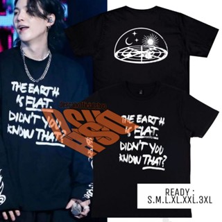 เสื้อยืด แขนสั้น พิมพ์ลาย Suga bts THE EARTH IS FLAT สไตล์เกาหลี