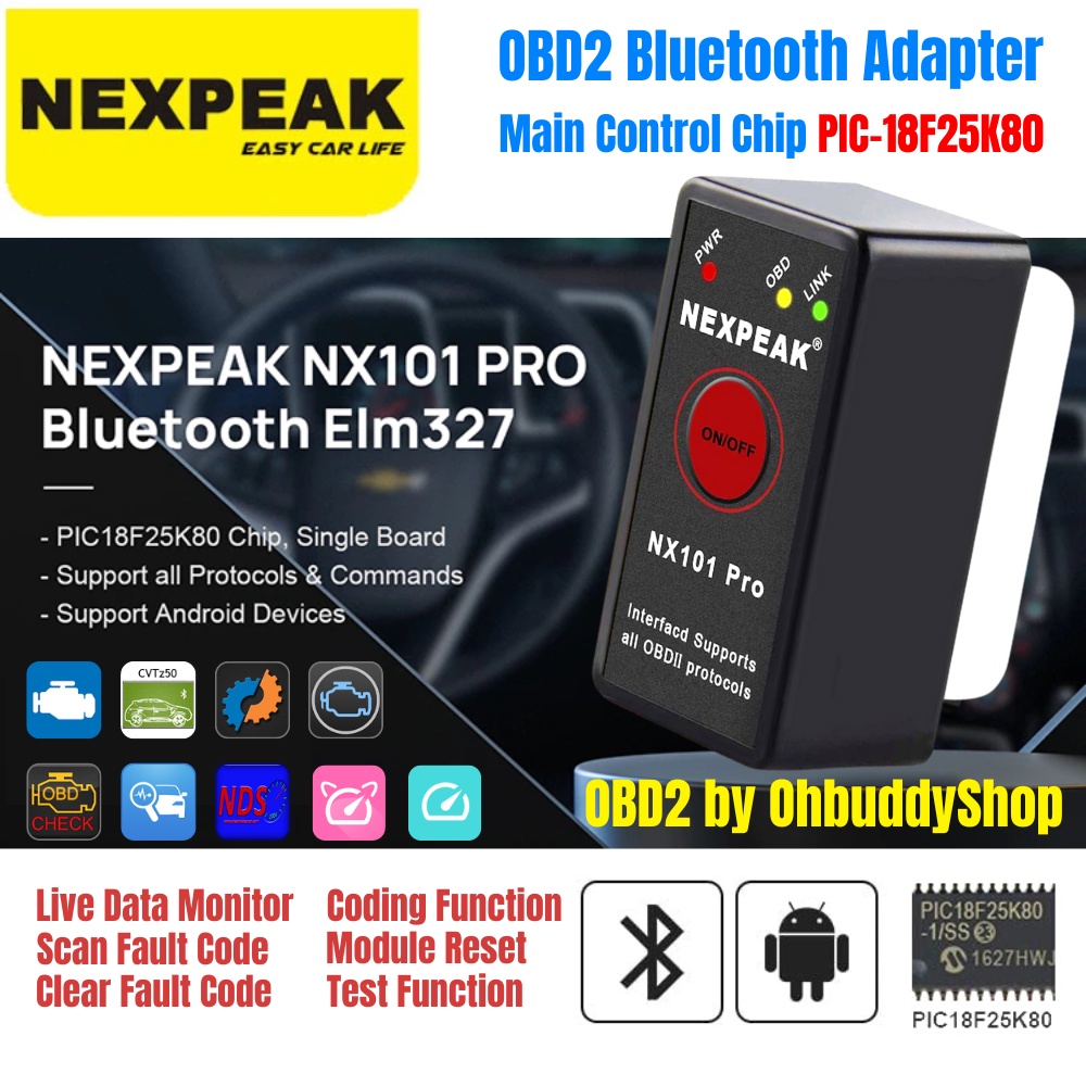[ราคาโปร ส่งจากไทย] NEXPEAK NX101 Pro OBD2 Bluetooth Adapter ELM327 v1.5