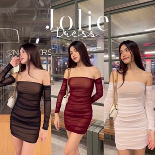 Jolie Dress มินิเดรสสั้นป่ดไหล่ แขนยาว มีซับใน