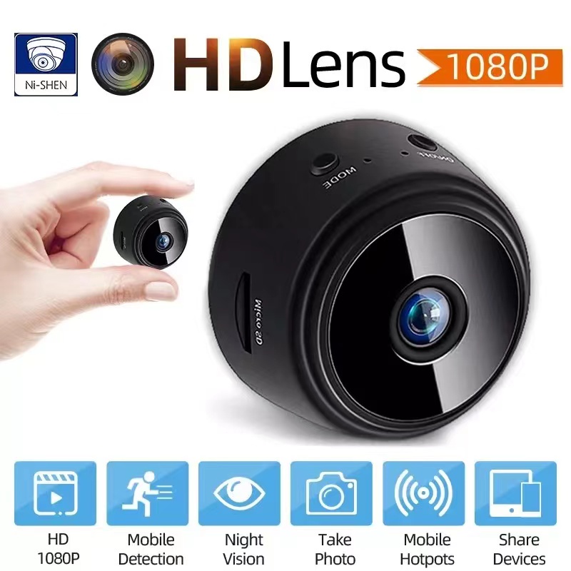 A9 กล้องวงจรปิดไร้สาย ขนาดเล็ก 1080P HD Ip เวอร์ชั่นกลางคืน รักษาความปลอดภัยด้วยเสียง