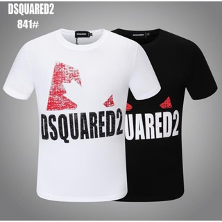 เสื้อขาว ร้อนใหม่ฤดูร้อน Dsquared2 ผู้ชาย / ผู้หญิงถนนฮิปฮอปคอกลมคอสั้นแขนสั้นเสื้อยืดผ้าฝ้ายหัวรถจักรพิมพ์จดหมาย Cas