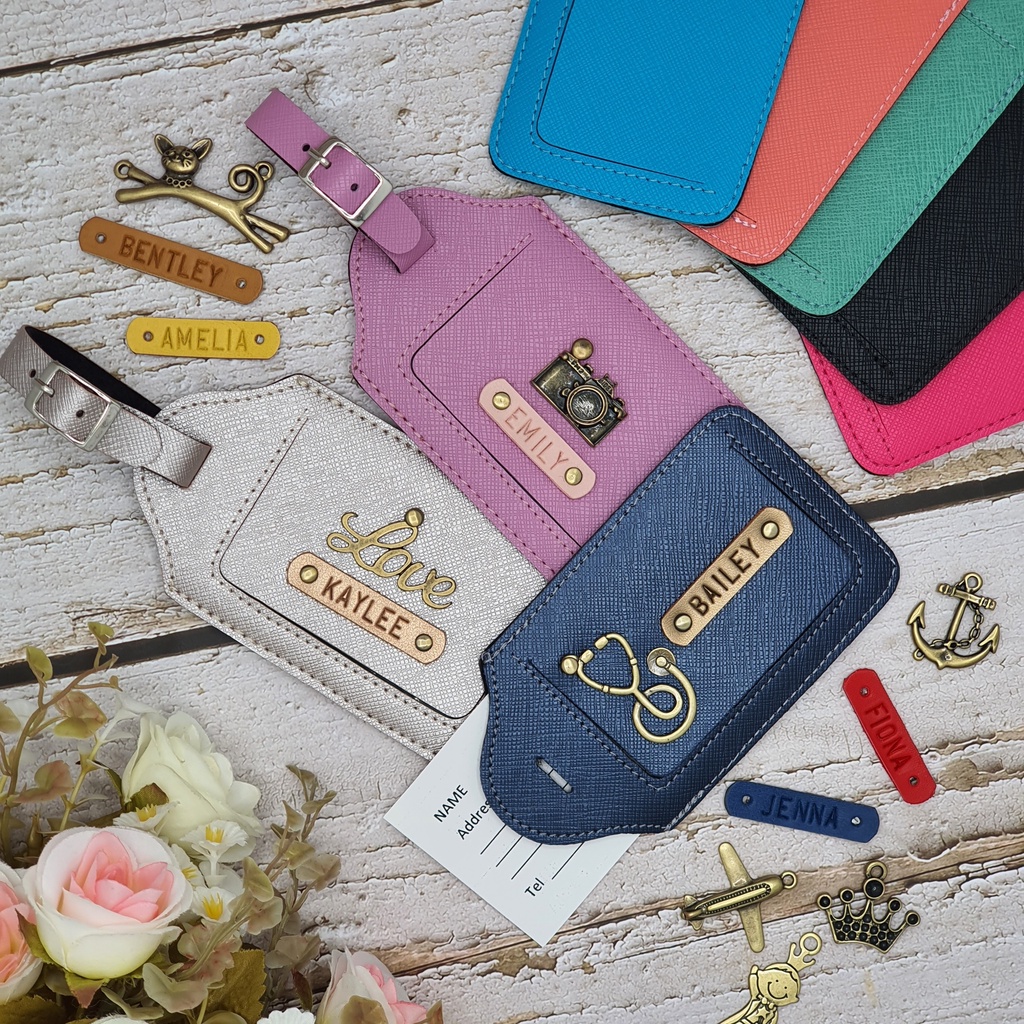 [ใส่ชื่อฟรี] ป้ายชื่อห้อยกระเป๋าเดินทาง ตกแต่งเองได้ Personalized Luggage tag
