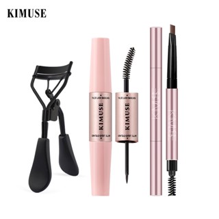 Kimuse 2 in 1 มาสคาร่าอายไลเนอร์ กันน้ํา + ดินสอเขียนคิ้วสองหัว + ที่ดัดขนตา ชุดแต่งหน้า 3 ชิ้น