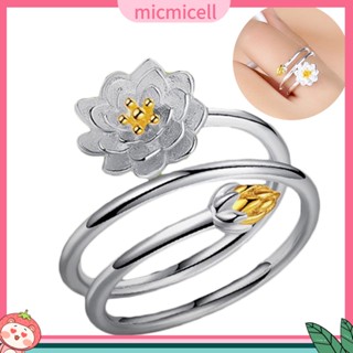 (micmicell) แหวนแต่งงานเปิดนิ้วมือรูปดอกบัวสําหรับผู้หญิง