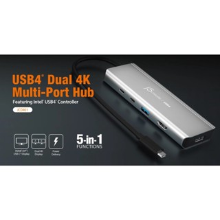 J5create JCD401 ฮับ USB4 Dual 4K หลายพอร์ต ปลั๊กแอนด์เพลย์ 85W