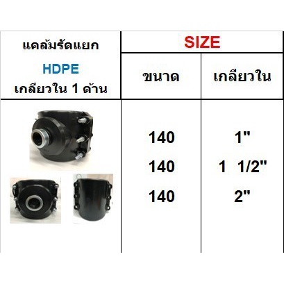 แคล้มรัดแยก HDPE เกลียวใน 1 ด้าน ขนาด 140 มิล