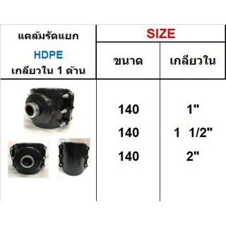 แคล้มรัดแยก HDPE เกลียวใน 1 ด้าน ขนาด 140 มิล