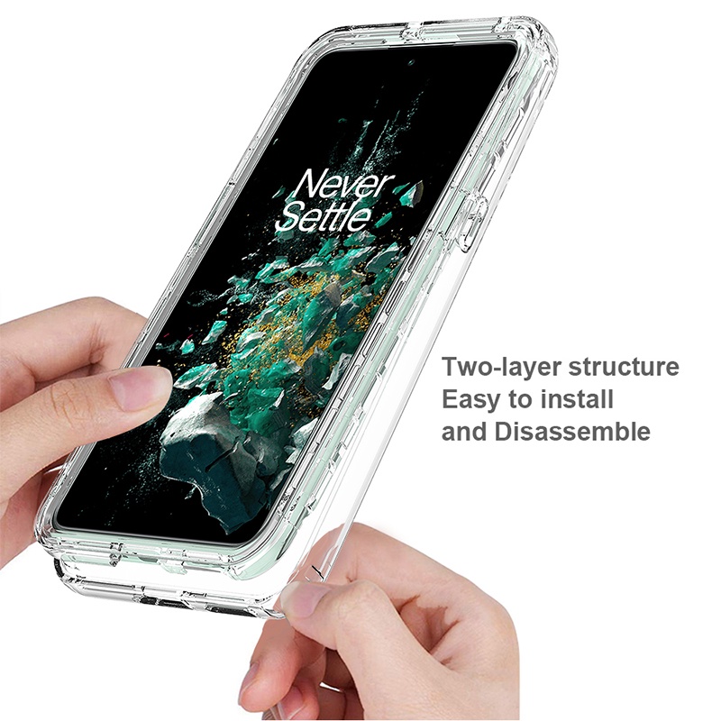 สําหรับ OnePlus 10T 5G Full Body Hybrid ทนทานกันกระแทกGradient Clear Back Case Cover - รูปที่ 4