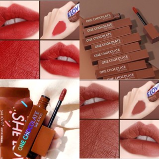 ✨wholesale✨ลิปสติก SHE LOVES Silky Chocolate Mist Lip Gloss รุ่น ช็อกโกแลต เนื้อกำมะหยี่ แมตต์ ลิปดังติ๊กต็อก