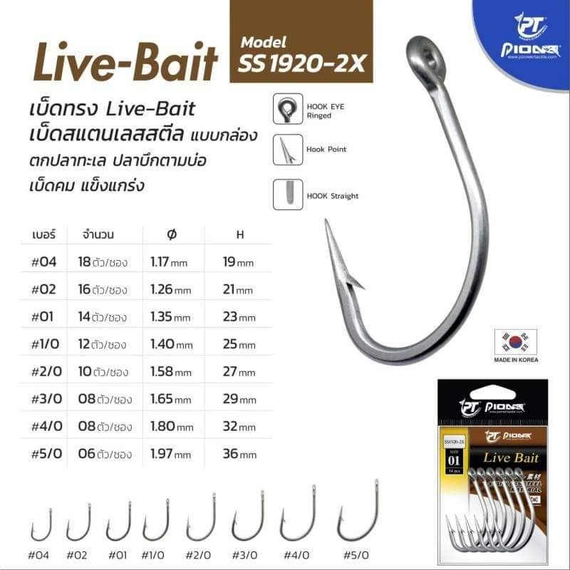 เบ็ดแสตนเลส Pioneer Live Bait (SS1920-2X)