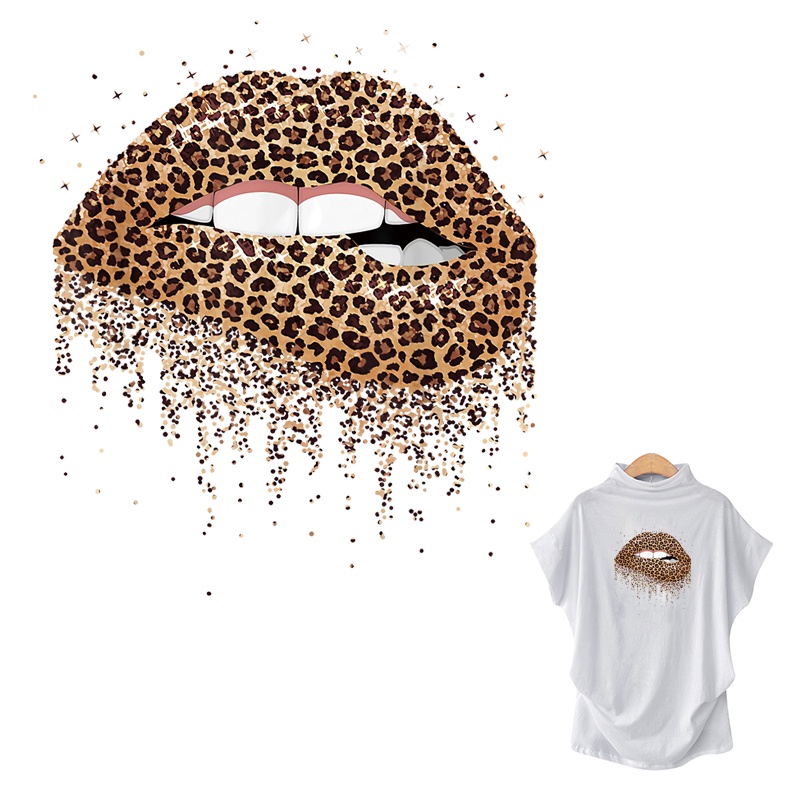 เสือดาวริมฝีปากแพทช์สําหรับเสื้อผ้าPunkแพทช์เสื้อผ้าสติกเกอร์Parches Ropaกางเกงยีนส์Hoodies DIYกดความร้อนAppliquedแพทช์เหล็ก