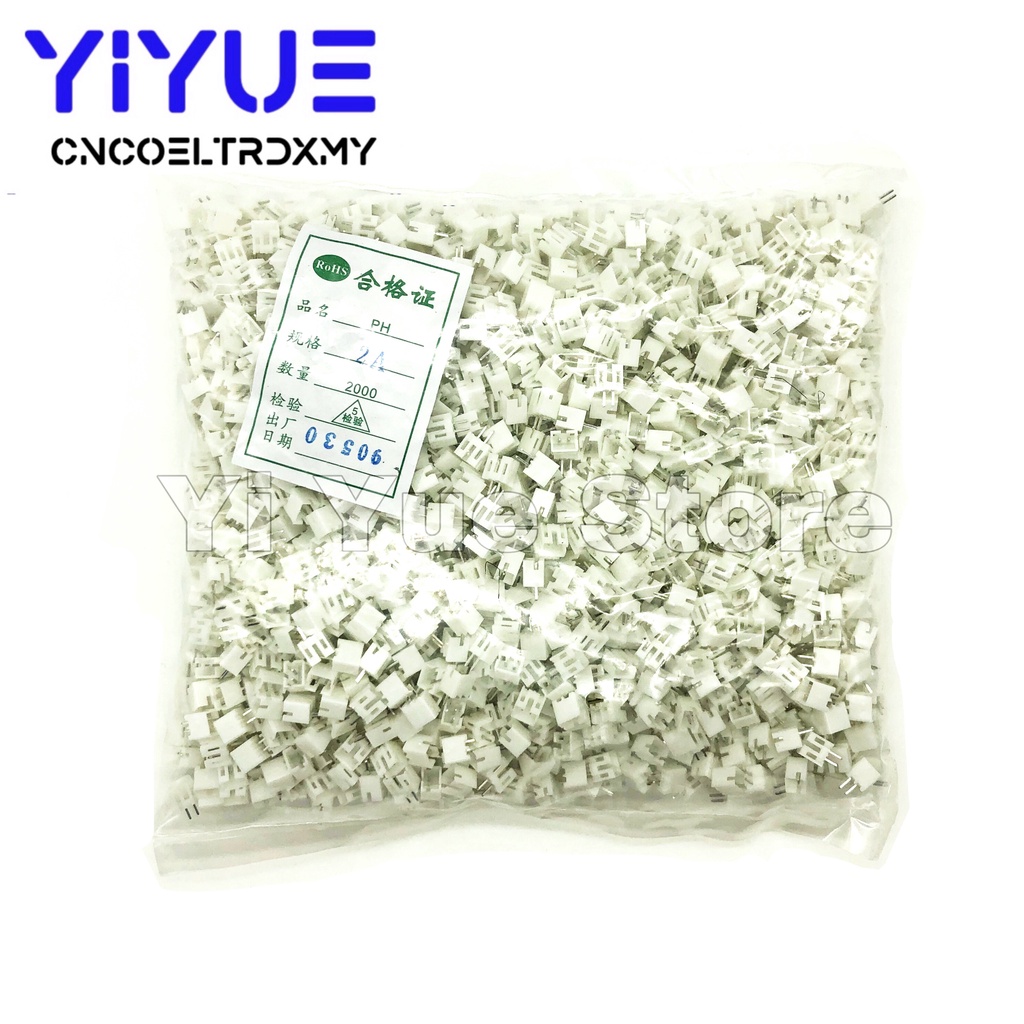 2000pcs PH2.0 2p/3p/4pin 2.0mm Pitch Pin Header JST Connector Wire Connectors Adaptor PH 2.0mm Spaci