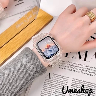 สาย+เคส สําหรับวอช 8 7 6 5 4 3 ขนาด 38/40/41 ขนาด 42/44/45 ใช้กับ smart watch ได้ พร้อมส่ง 4สี ice