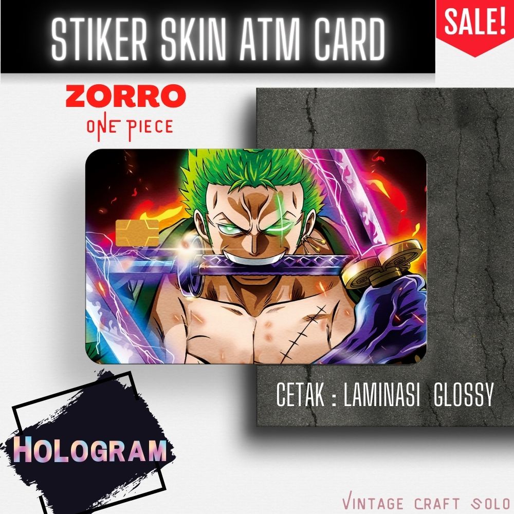สติ๊กเกอร์ สติ๊กเกอร์ การ์ดผิว atm อะนิเมะ onepiece zorro cool packing vintage