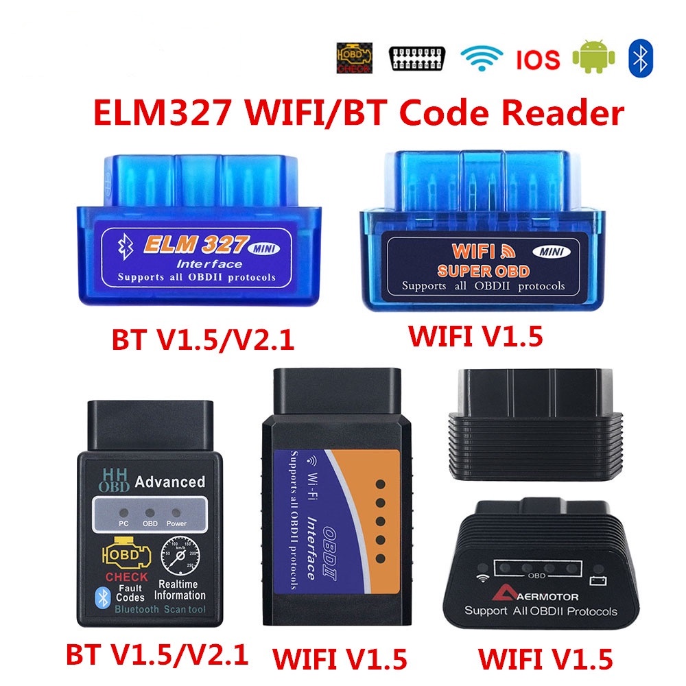 OBD2 ELM327 4.0 OBD ELM327 บลูทูธ V1.5 V2.1 ELM 327 WIFI / WI-FI V1.5 เครื่องสแกนวินิจฉัยรถยนต์ OBDI