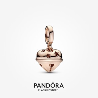 Pandora จี้กระดิ่ง ชุบทอง 14k สีโรสโกลด์ สําหรับผู้หญิง ของขวัญวันหยุด p804