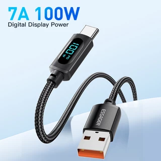 Essager 7A 100W USB เป็น Type C สายเคเบิล จอแสดงผลดิจิตอล QC PD สายชาร์จเร็ว สําหรับ Samsung Realme