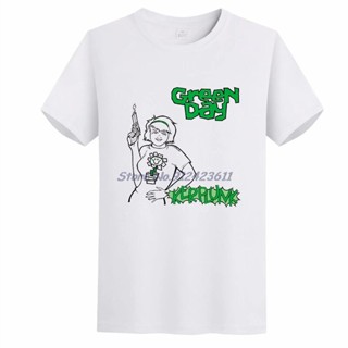 เสื้อยืดสไตล์เกาหลี Green Day Kerplunk โลโก้ผู้ชายเสื้อยืดสีขาวกราฟิกพิมพ์เสื้อยืดลําลองแขนสั้น Harajuku Streetwear ผ้าผ