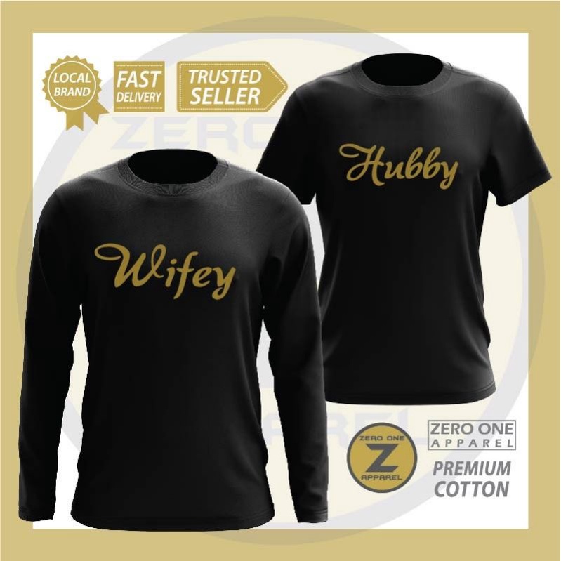 เสื้อยืด คู่ Hubby Wifey Cotton 100%