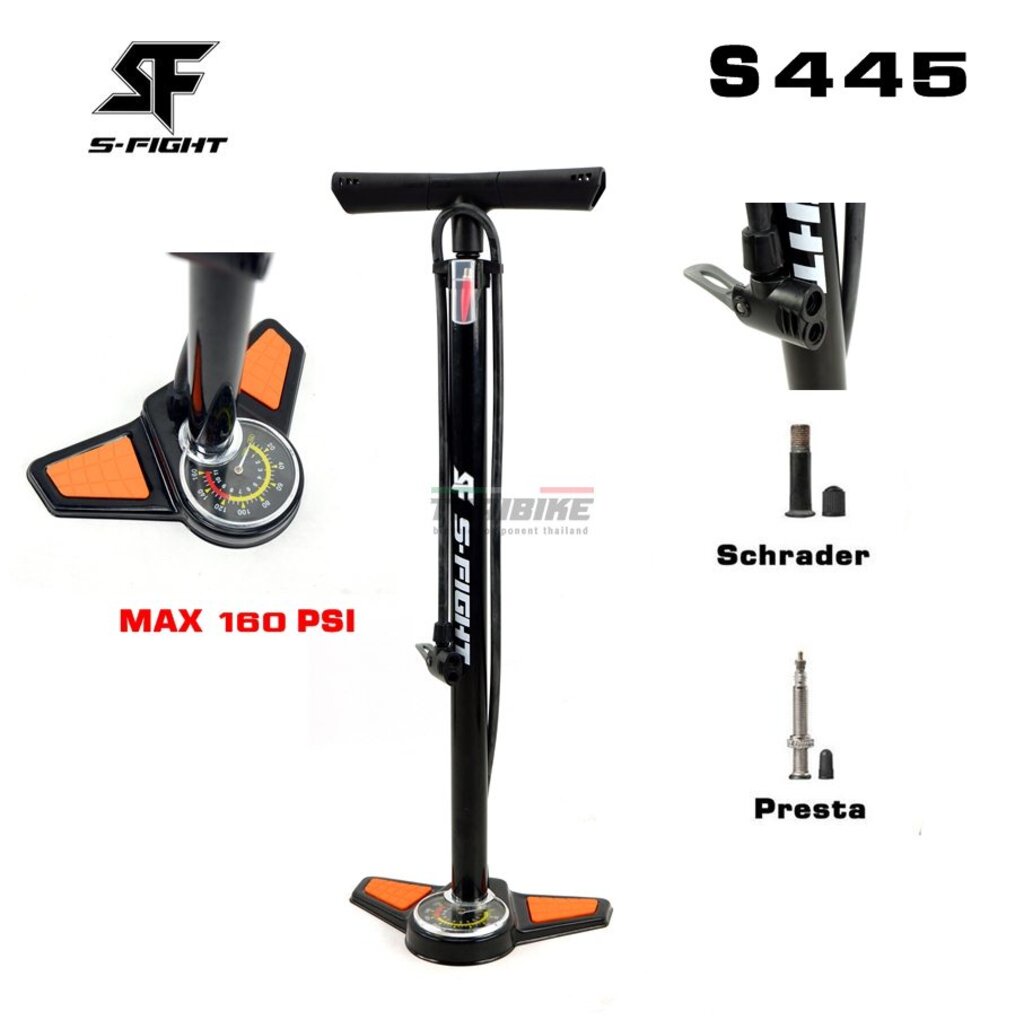 ร้านไทย สูบจักรยานตั้งพื้น S-FIGHT รุ่น S445 อัดได้ถึง 160 psi
