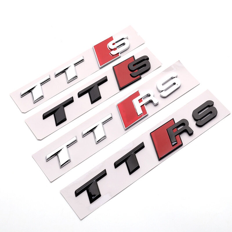 สําหรับ Audi TTS TTRS โลโก้ด้านหลังสัญลักษณ์ 3D TT สติกเกอร์ตัวอักษรกีฬารถดัดแปลงอุปกรณ์เสริมเงินสีดํา badge ตกแต่งอัตโนมัติ