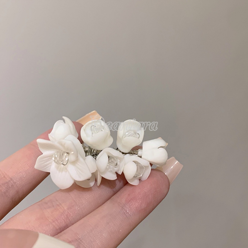 กิ๊บติดผม รูปดอกมะลิ สีขาว หรูหรา สไตล์วินเทจ แฟชั่นสําหรับเจ้าสาว - รูปที่ 3