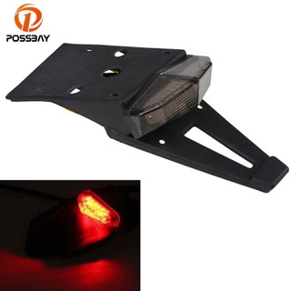 POSSBAY Universal Motorcycle Tail Light Enduro Trial Fender 10 LED Brake Rear For Harley Touring ATV Motorbike Cafe Race