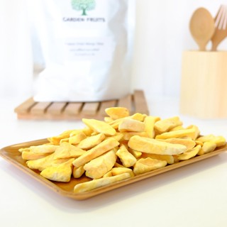 Freeze Dried Mango Slice No Sugar มะม่วงอบกรอบฟรีสดรายแบบสไลด์ ไม่ใส่น้ำตาล ผลไม้อบแห้ง เกรด A By Garden Fruits