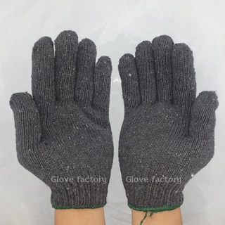 ถุงมือผ้า (ZG07) 12คู่/โหล สีเทาขอบเขียว แบบหนา ยกโหล ผลิตจากผ้าฝ้าย