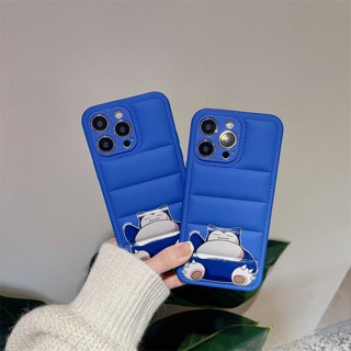 เคสซิลิโคน สำหรับ ไอโฟน iPhone 14 Pro Max iPhone 13 Pro Max iPhone 12 Pro Max iPhone 11 Fashion Cartoon Pokemon เคบีคอน Snorlax สนอร์แล็กซ์ Down Jacket Design Silicone Case