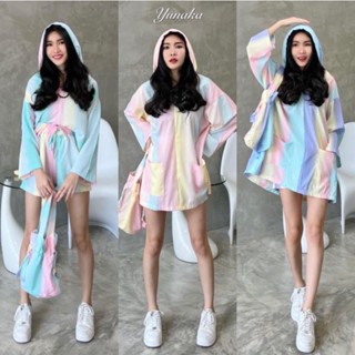 ชุดเซต3ชิ้น แถมกระเป๋าถือน่ารักสุดๆ เสื้อแขนยาวมีหมวกฮูทด้วยน้ามาคู่กับกางเกงเอวยางยืดขาสั้น