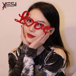 Xesi แว่นตา ลายตัวอักษร Love แนวโรแมนติก พร็อพถ่ายรูป สําหรับวันวาเลนไทน์