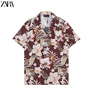 Zara เสื้อเชิ้ตแขนสั้น พิมพ์ลายดอกไม้ คุณภาพสูง สไตล์สตรีท สร้างสรรค์ แฟชั่นสําหรับผู้หญิง