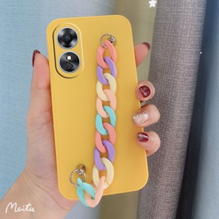 ใหม่ พร้อมส่ง เคสโทรศัพท์มือถือ ซิลิโคนนิ่ม TPU พร้อมสายโซ่คล้อง สีรุ้ง สําหรับ OPPO A78 A58 4G 2023 A784G 2023