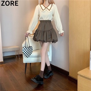 Zore กระโปรงสั้น ทรงเอ ขนปุย สําหรับผู้หญิง