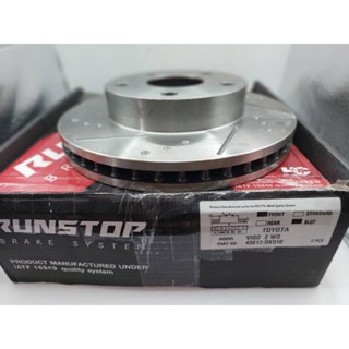 RUNSTOP จานดิสเบรคหน้า แบบเจาะรูเซาะร่อง สำหรับรถรุ่น TOYOTA VIGO 2WD ( 1คู่ ) รหัส 43512-OK010