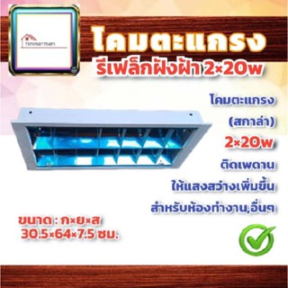 ✨ล้างสต๊อก✨ โคมตะแกรง รีเฟล็กซ์ ฟลูออเรสเซนต์ / นีออนแบบฝังฝ้า 2x18W (30.5x64x7.5ซม) สีขาว มีมอก.