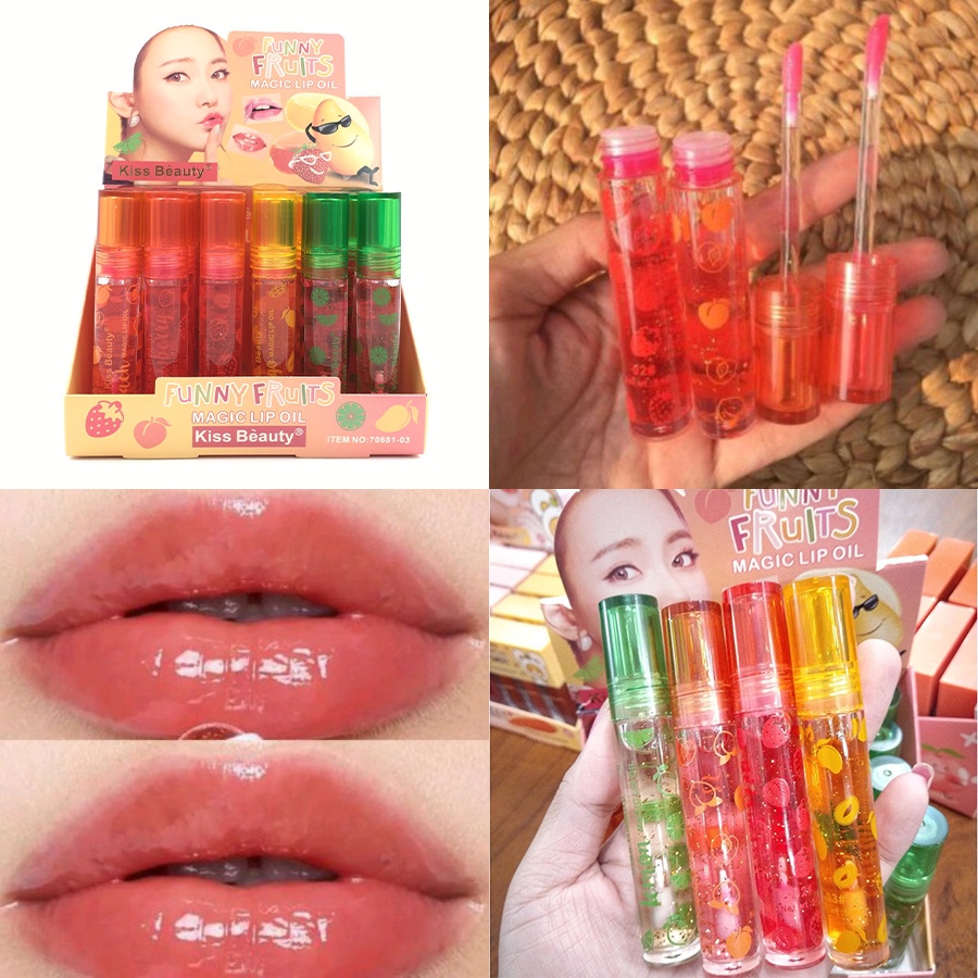 70681-03 Kiss Beauty ลิปออยล์ กลิ่นผลไม้ เปลี่ยนสี ช่วยบำรุงริมฝีปาก ให้ชุ่มชื่น ให้ปากดูฉ่ำวาว
