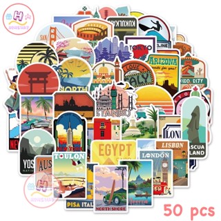Sticker สติ๊กเกอร์ Travel H 115 ท่องเที่ยว 50ชิน เดินทาง nasa แคมป์ เดิน ป่า แคมป์ปิ่ง วินเทจ ญี่ปุ่น ประเทศ ทะเล london