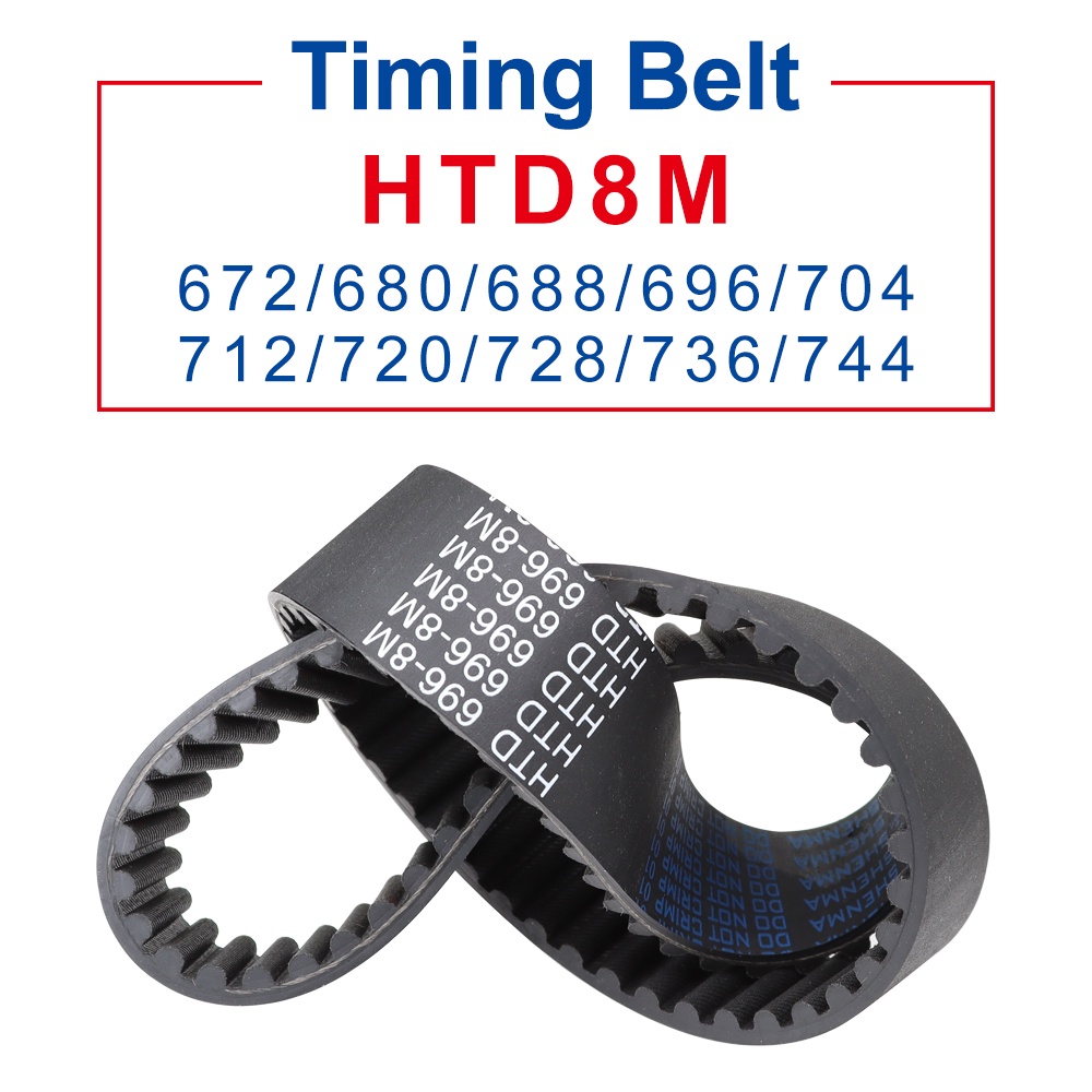 Timing Belt HTD8M-672/680/688/696/704/712/720/728/736/744 Teeth Pitch 8.0 mm Circular Teeth Rubber B
