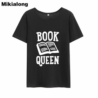 เสื้อยืดสีขาว Mikialong 2018 เสื้อยืดราชินีผู้หญิงสไตล์พังก์ร็อคสีดําสีขาวสีชมพูผู้หญิงผ้าฝ้ายเสื้อยืด Femme Harajuku แฟ