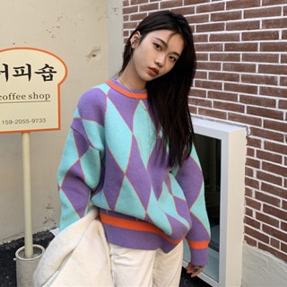 พร้อมส่ง 🐷🎪 Violet sweater เสวตเตอร์แขนยาวพิมพ์ลายสวยมาก (35555)